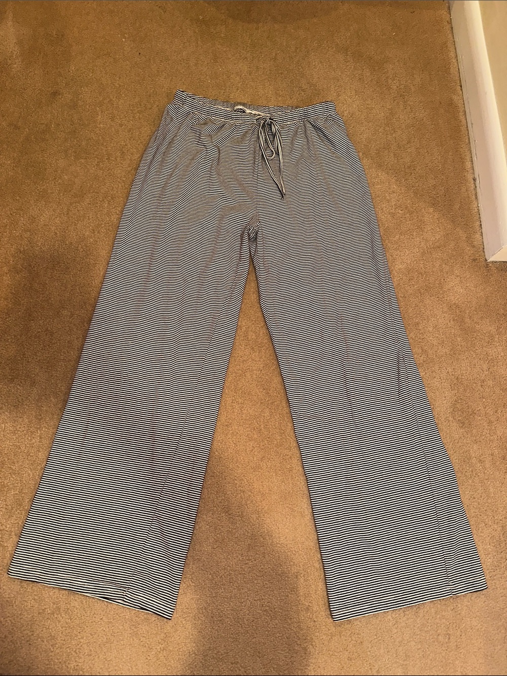 Striped Wide Leg Lounge Pants - Blue & White